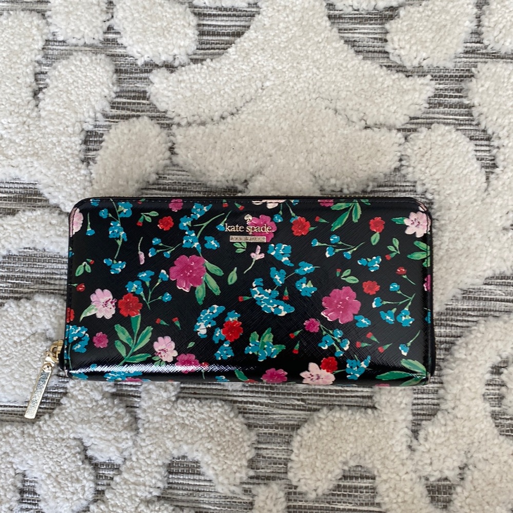 Kate Spade black floral wallet